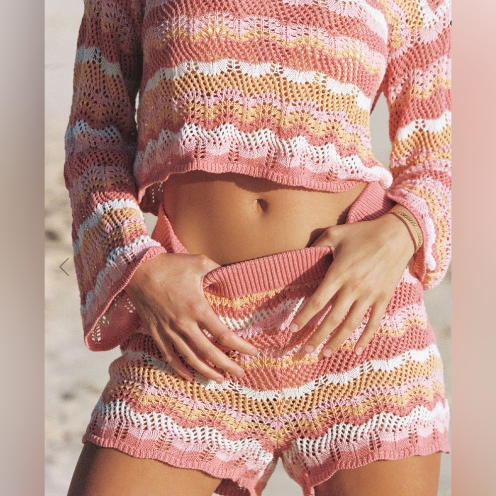 LSPACE SUN RAY cropped CROCHET SWEATER ONLY NWT SIZE L